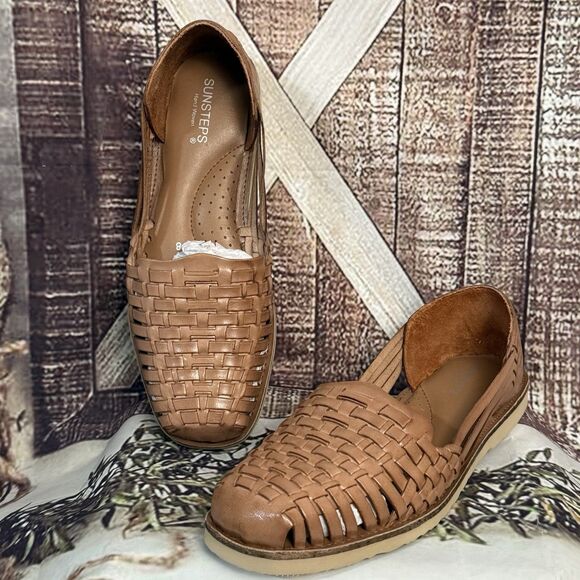 Sunsteps Venetian womens Tan Hand Woven Leather Huarache Sandals 8 Brown classic - Picture 4 of 16